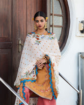 Unstitched 3-PC Embroidered Cotton Silk Dupatta By Jugnu | Nal
